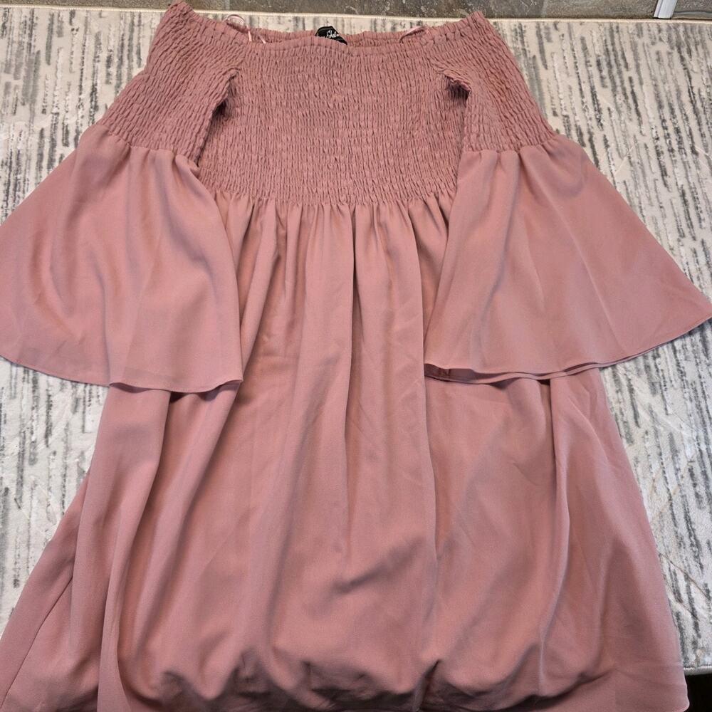 San Edelman Plum Ruffle Off The Shoulder Midi Dress Size 10 NWT $138